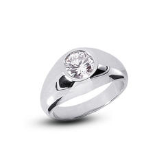 Diamond Traces 1.51ct F-VS2 Ideal Round Natural Certified Diamond 950 Plat. Classic Solitaire Cocktail Men's Ring 