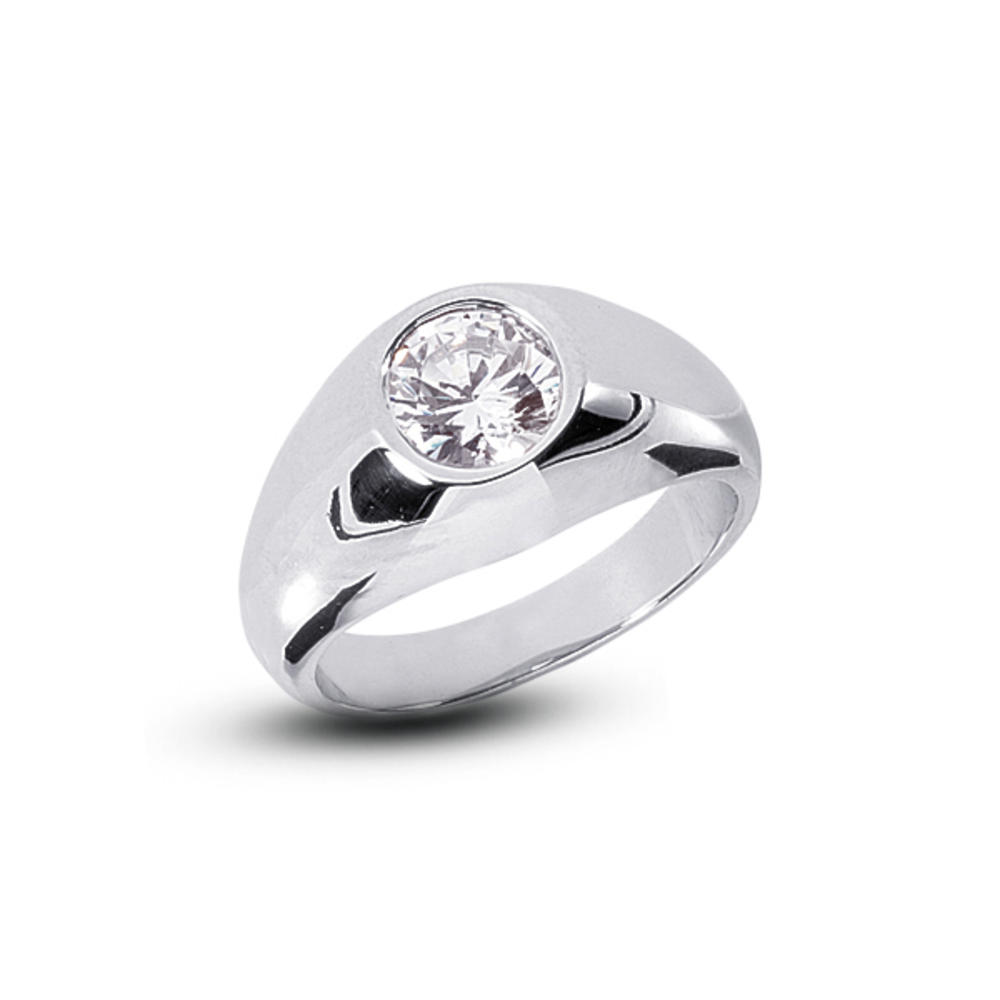 Diamond Traces 2.01ct H-SI1 Ideal Round Natural Certified Diamond 950 Plat. Classic Solitaire Pinky Men's Ring 