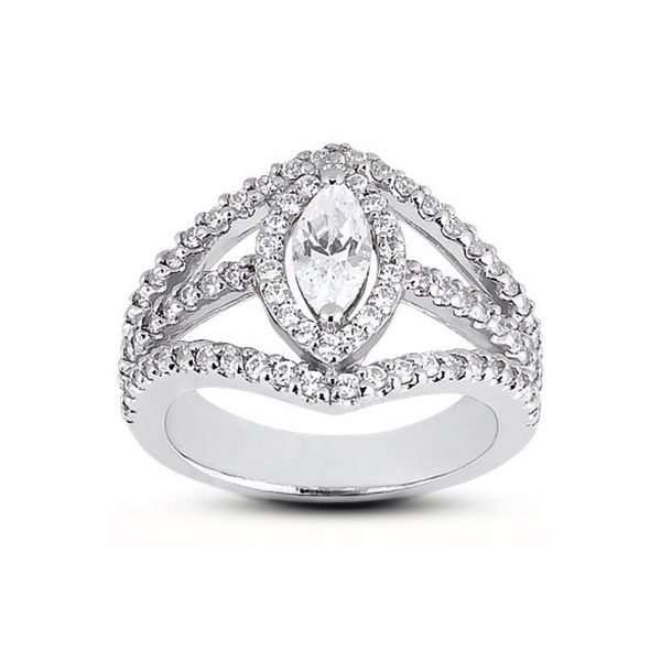 Diamond Traces 2.61ctw G-VS1 VG Marquise Natural Certified Diamonds 950 Plat. Halo Vintage Side Stone Engagement Ring 