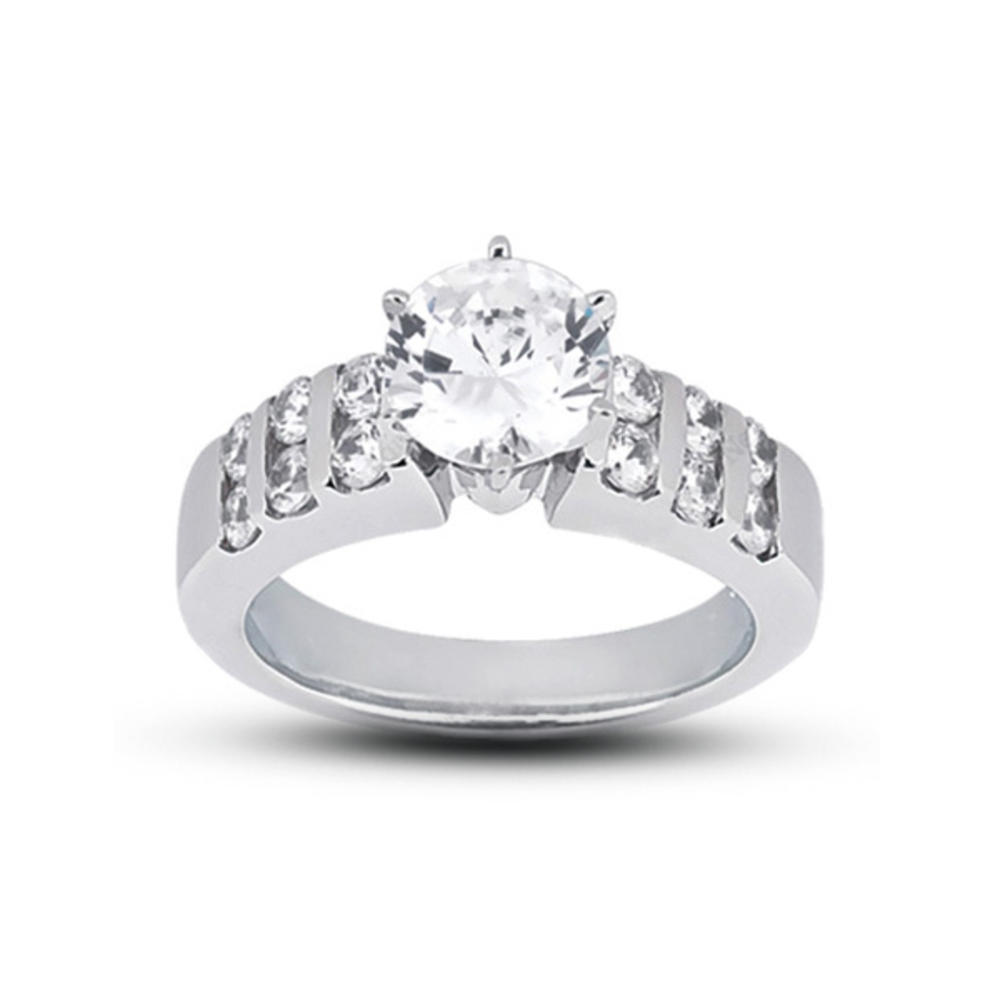 Diamond Traces 7.15ctw I-VS2 Ideal Round Genuine Certified Diamonds 18k Gold Classic Sidestone Ring Bridal Set 