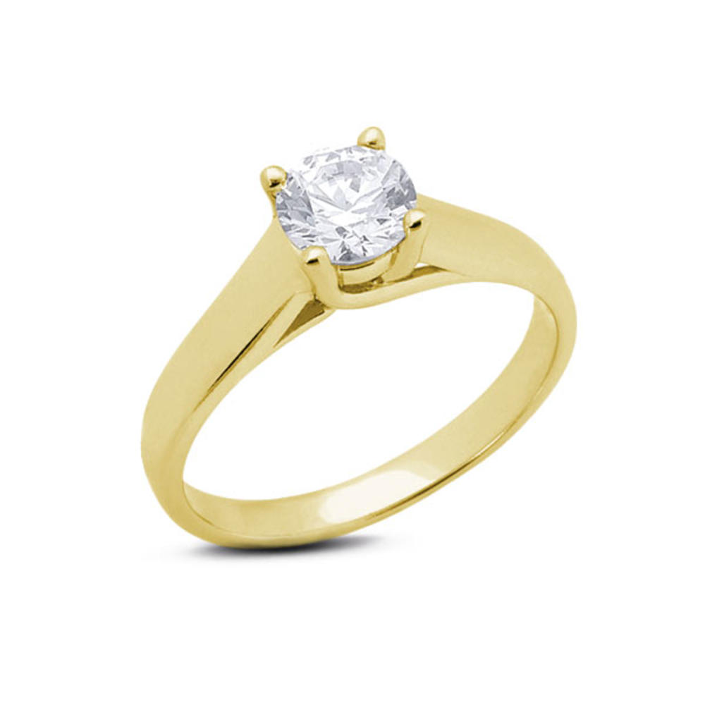Diamond Traces 4.03ct I-VS2 Ideal Round Natural Certified Diamond 18k Gold Trellis Single-Stone Engagement Ring 
