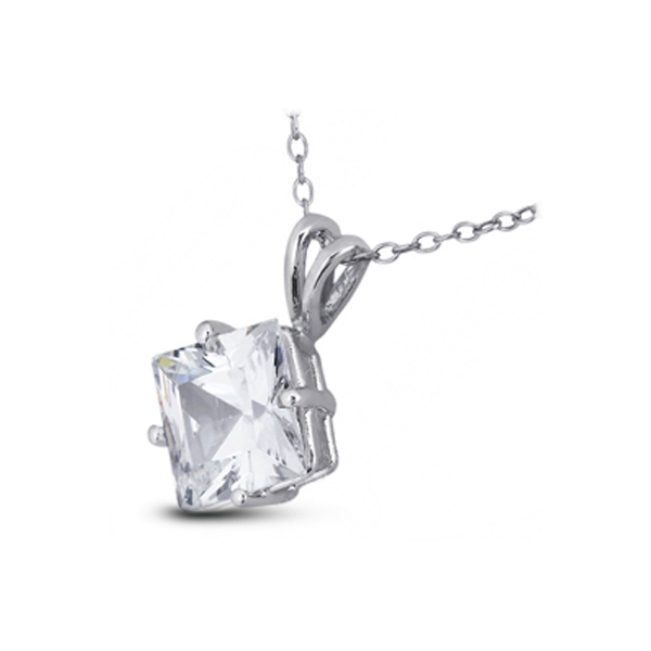 Diamond Traces 5.09ct F-SI2 Ideal Princess Natural Certified Diamond 950 Plat. Classic Solitaire Pendant 