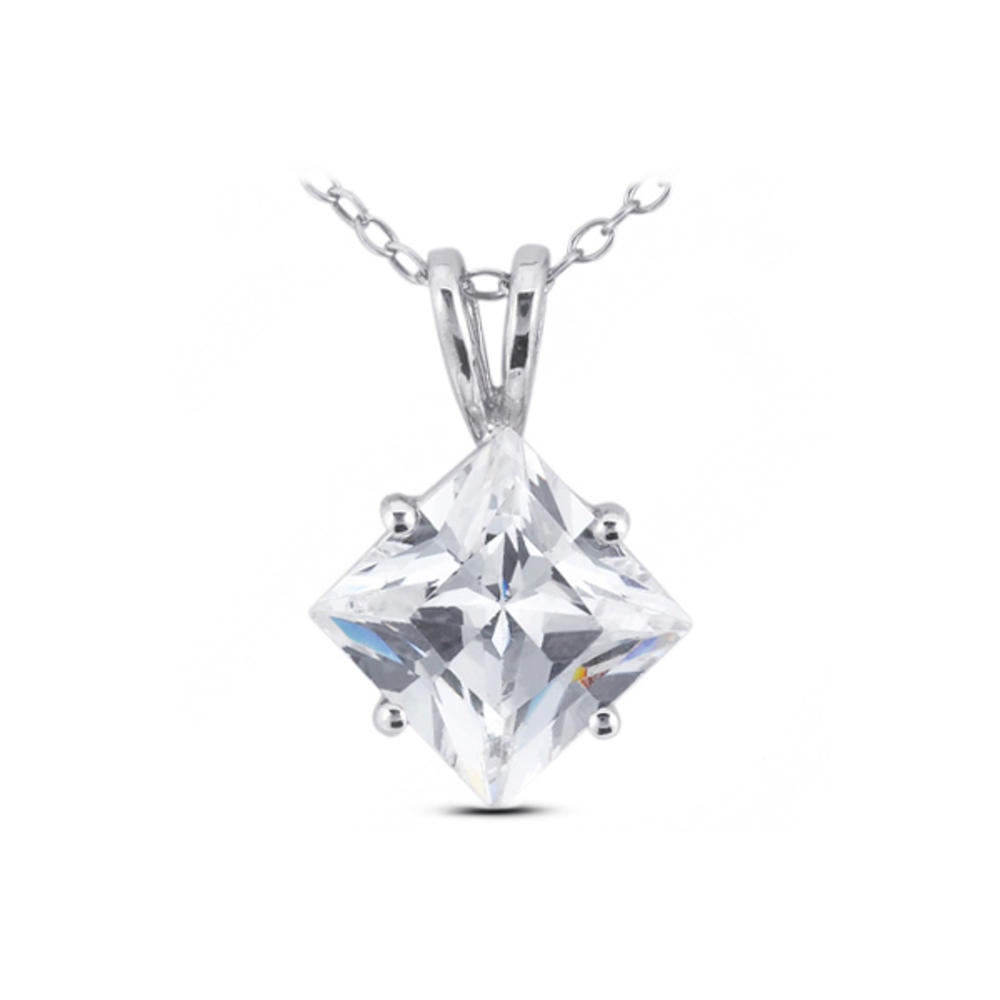 Diamond Traces 5.09ct F-SI2 Ideal Princess Natural Certified Diamond 950 Plat. Classic Solitaire Pendant 