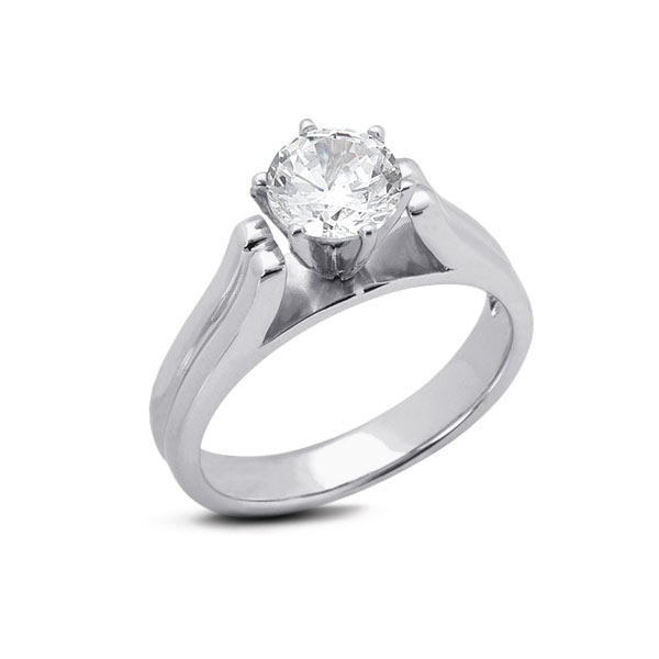 Diamond Traces 1.51ct G-VS2 Ideal Round Natural Certified Diamond 14k Gold Cathedral Solitaire Engagement Ring 