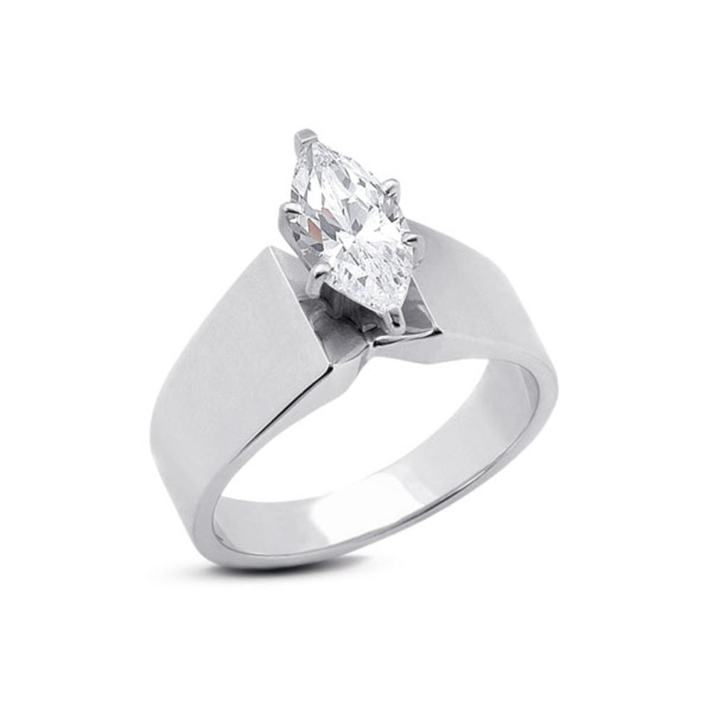 Diamond Traces 1.51ct G-VS1 VG Marquise Natural Certified Diamond 950 Plat. Wide Band Solitaire Engagement Ring 