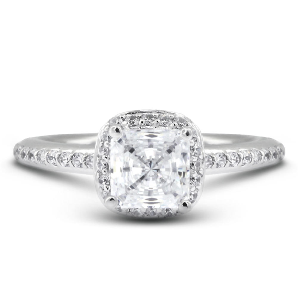 Diamond Traces 6.59ctw D-SI1 VG Square Radiant Genuine Certified Diamonds 14k Gold Halo Accent Engagement Ring 