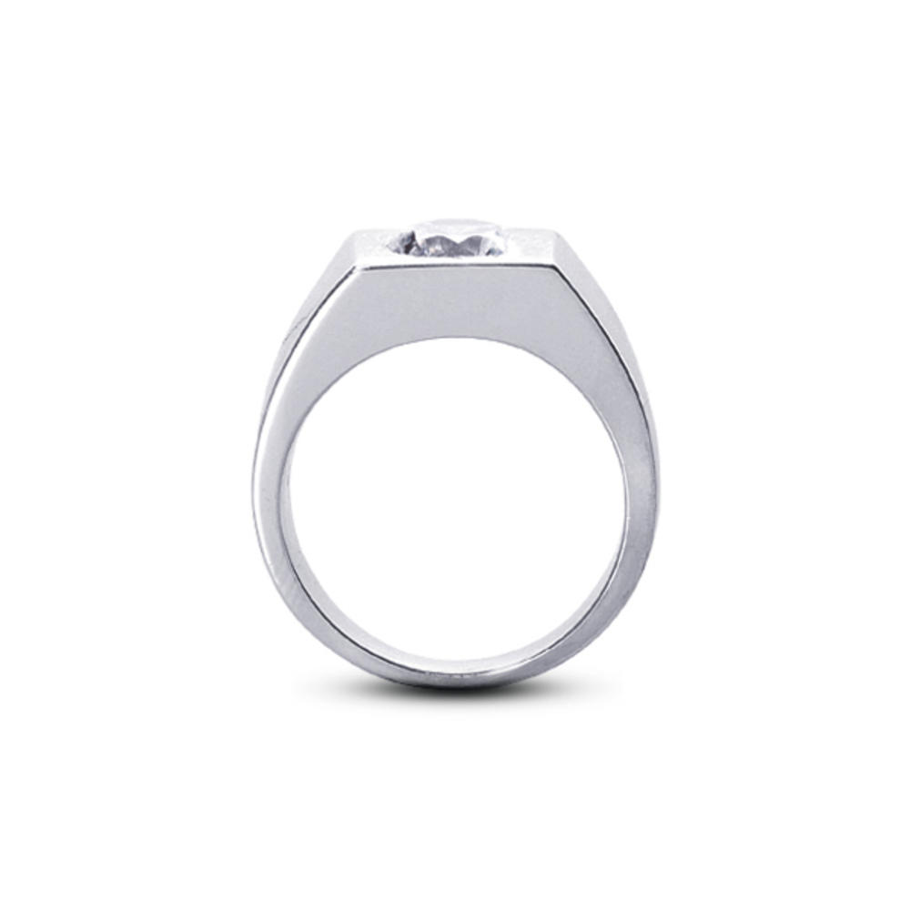 Diamond Traces 3.01ct D-SI1 Ideal Round Natural Certified Diamond 950 Plat. Classic Single Stone Cocktail Men's Ring 