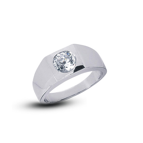 Diamond Traces 3.01ct D-SI1 Ideal Round Natural Certified Diamond 950 Plat. Classic Single Stone Cocktail Men's Ring 