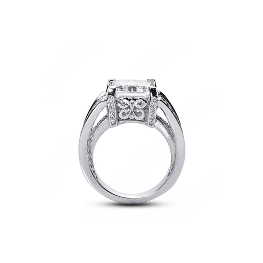 Diamond Traces 5.30ctw D-VS1 Ideal Square Radiant Natural Certified Diamonds 18k Gold Vintage Engraved Accent Engagement Ring 