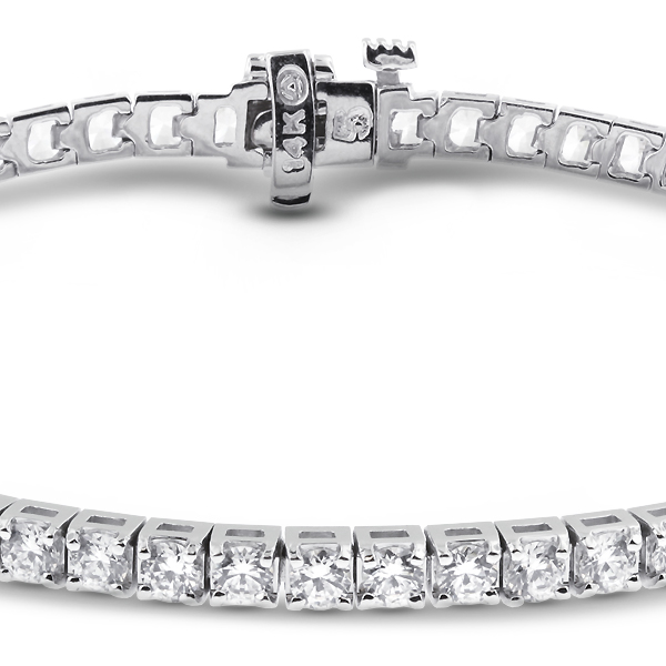 Diamond Traces 12.22ctw F-SI2 Ideal Round Genuine Certified Diamonds 14k Gold Classic Square Head Womens Bracelet 