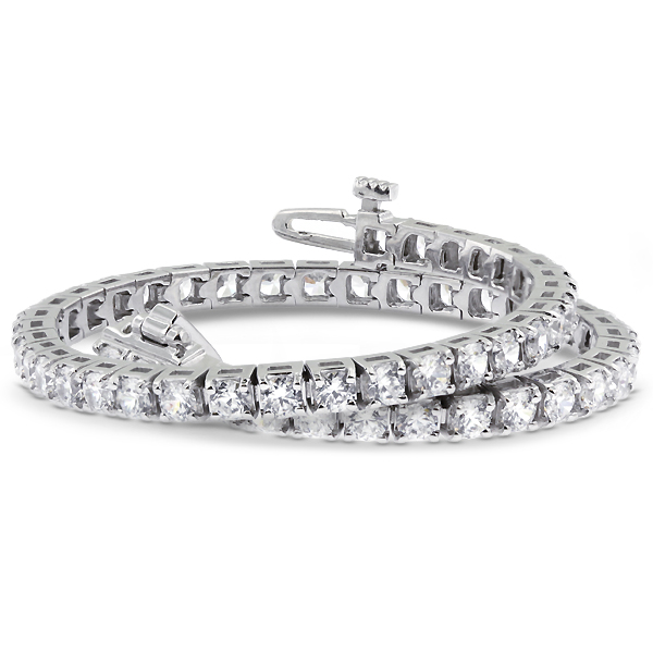 Diamond Traces 12.22ctw F-SI2 Ideal Round Genuine Certified Diamonds 14k Gold Classic Square Head Womens Bracelet 