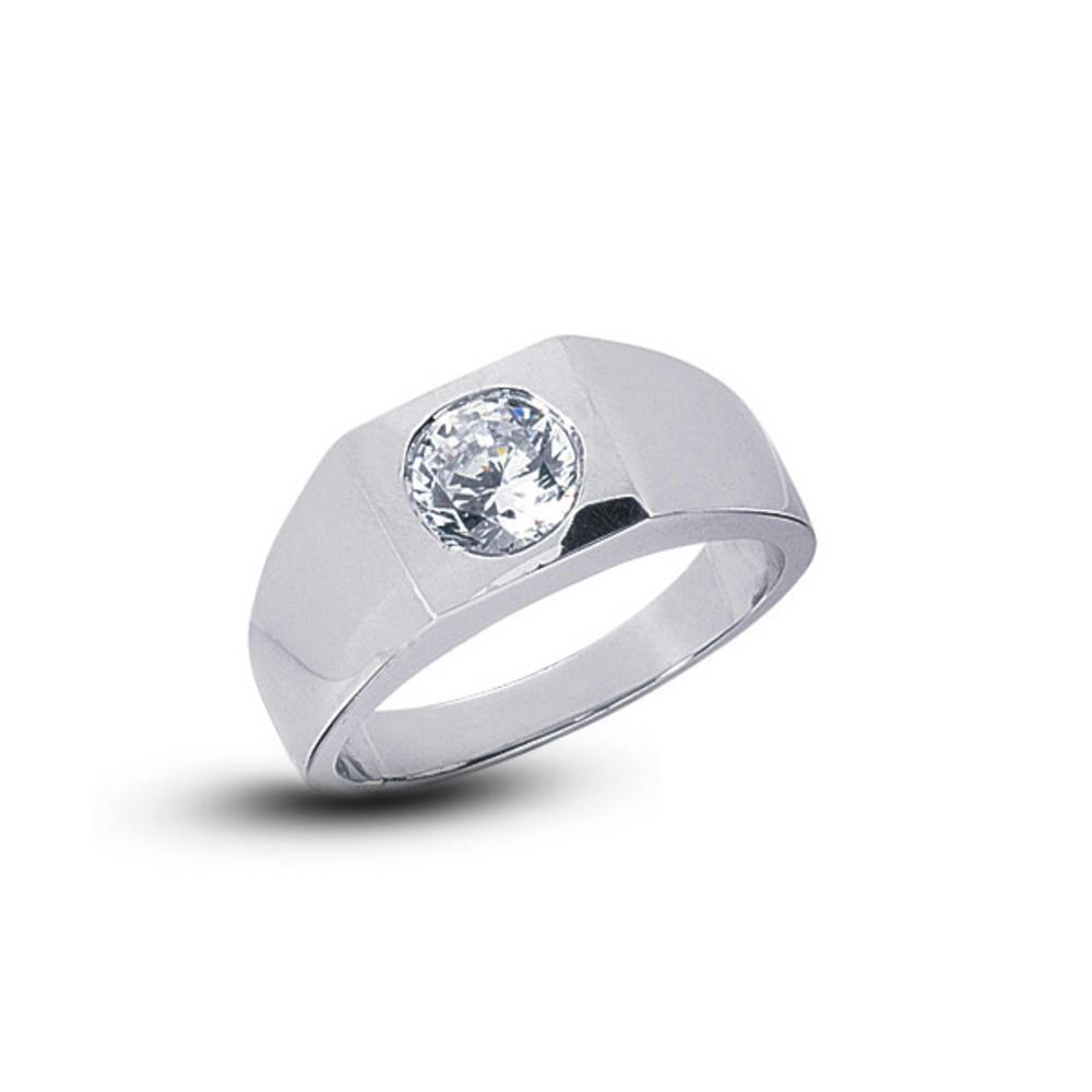 Diamond Traces 3.03ct G-SI1 Ideal Round Natural Certified Diamond 950 Plat. Classic Single Stone Right Hand Men's Ring 