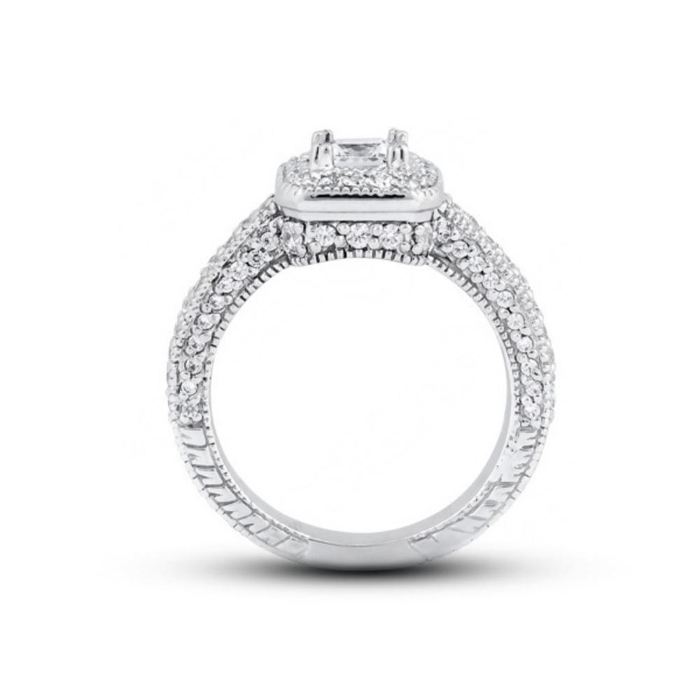 Diamond Traces 5.74ctw D-VS1 Ideal Square Radiant Genuine Certified Diamonds 950 Plat. Vintage Engraved Accent Engagement Ring 