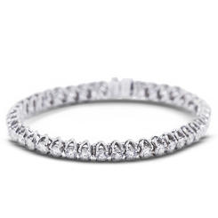 Diamond Traces 10.05ctw I-SI1 VG Round Genuine Certified Diamonds 14k Gold Classic Trellis Womens Bracelet 