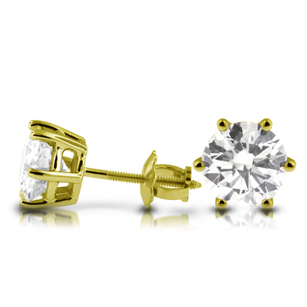 Diamond Traces 3.03ctw D-SI1 Ideal Round Genuine Certified Diamonds 14k Gold Classic Earrings 
