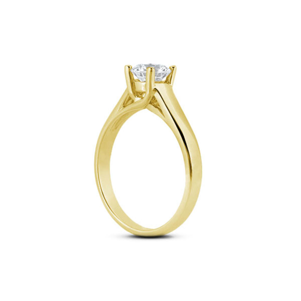Diamond Traces 3.51ct E-SI1 Ideal Round Genuine Certified Diamond 14k Gold Trellis Single-Stone Engagement Ring 