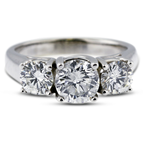 Diamond Traces 7.75ctw I-VS2 Ideal Round Genuine Certified Diamonds 950 Plat. Classic Three Stone Three Stone Engagement Ring 