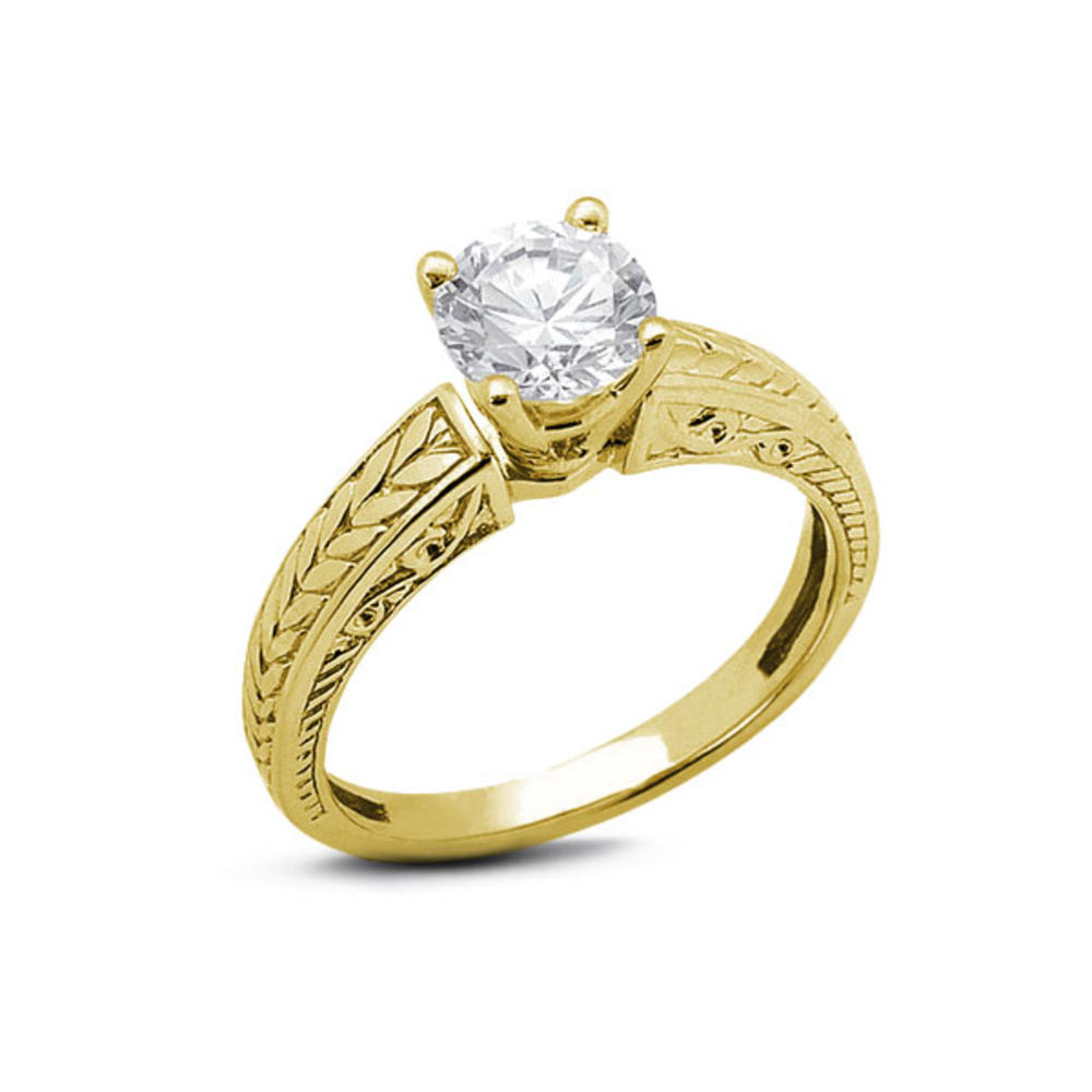 Diamond Traces 5.09ct E-SI1 Ideal Round Natural Certified Diamond 14k Gold Vintage Engraved Solitaire Engagement Ring 