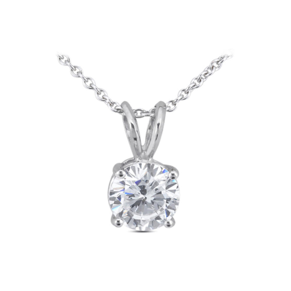 Diamond Traces 3.04ct G-SI1 Ideal Round Natural Certified Diamond 14k Gold Classic Solitaire Pendant 