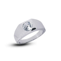 Diamond Traces 4.03ct I-VS2 Ideal Round Natural Certified Diamond 18k Gold Classic Single Stone Right Hand Men's Ring 