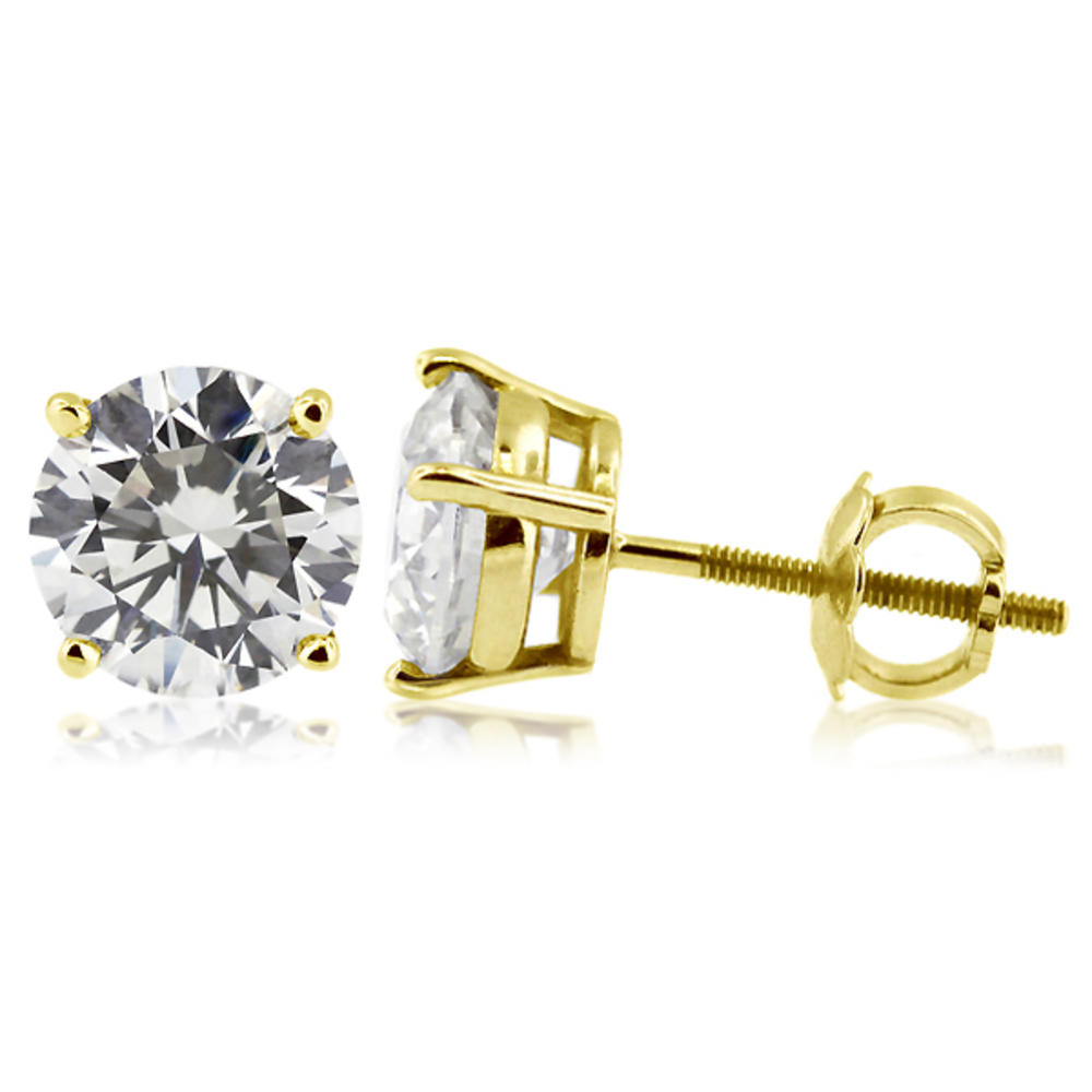 Diamond Traces 2.54ctw D-SI1 Ideal Round Genuine Certified Diamonds 14k Gold Basket Stud Earrings 