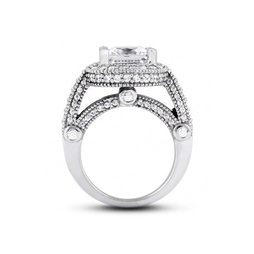Diamond Traces 4.92ctw I-SI2 VG Princess Natural GIA Certified Diamonds 14k Gold Halo Vintage Accent Engagement Ring 