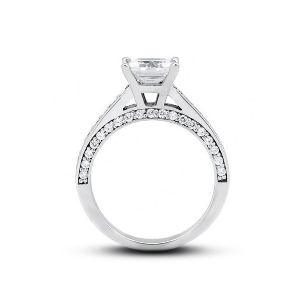 Diamond Traces 5.09ctw D-VS1 Ideal Square Radiant Natural Certified Diamonds 950 Plat. Cathedral Side Stone Engagement Ring 