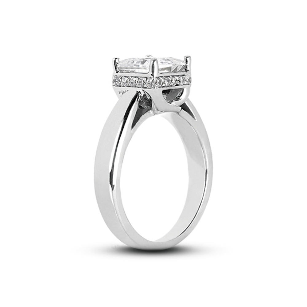 Diamond Traces 4.52ctw D-VS1 Ideal Square Radiant Genuine Certified Diamonds 950 Plat. Basket Trellis Accent Engagement Ring 