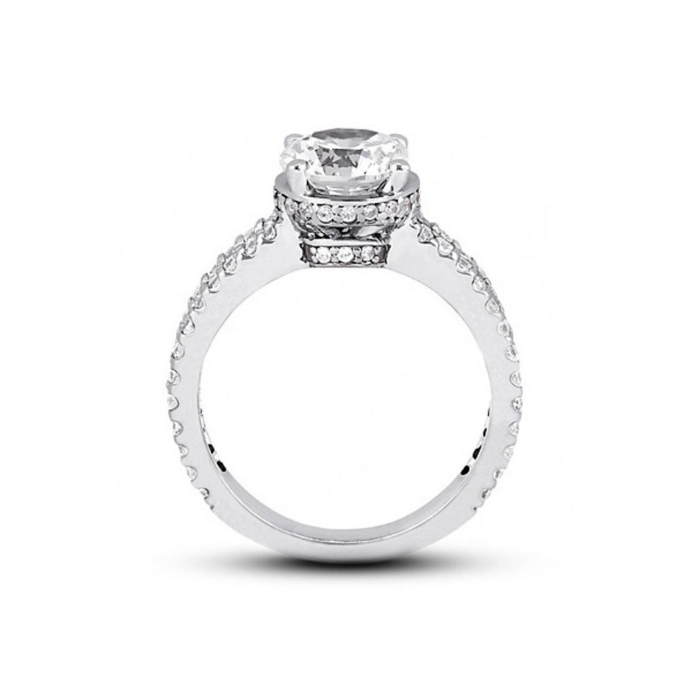 Diamond Traces 6.27ctw E-SI1 Ideal Round Genuine Certified Diamonds 950 Plat. Split Shank Accent Engagement Ring 