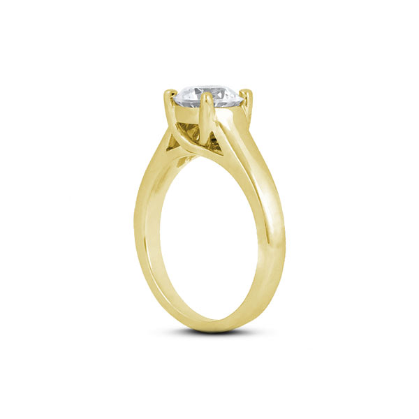 Diamond Traces 3.51ct E-SI1 VG Round Genuine Certified Diamond 14k Gold Trellis Solitaire Engagement Ring 