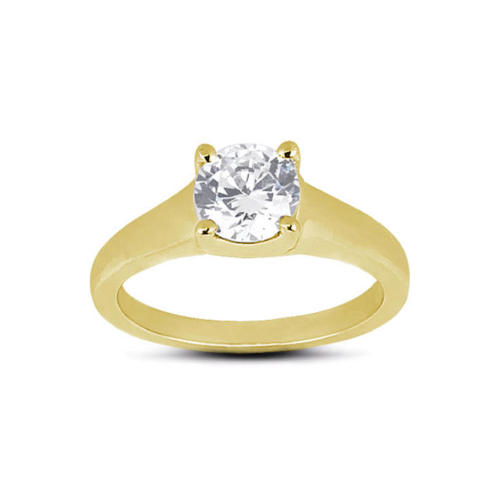 Diamond Traces 3.51ct E-SI1 VG Round Genuine Certified Diamond 14k Gold Trellis Solitaire Engagement Ring 