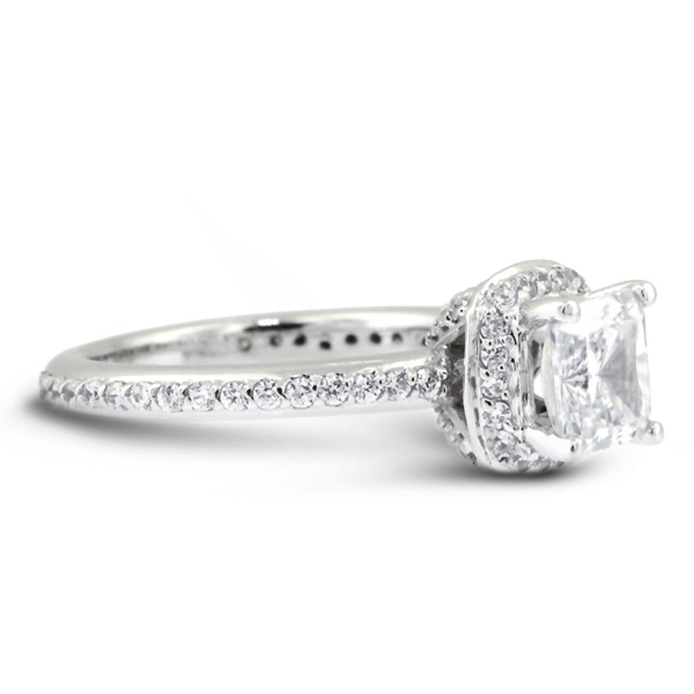 Diamond Traces 6.59ctw D-SI1 VG Square Radiant Natural Certified Diamonds 950 Plat. Halo Side Stone Engagement Ring 