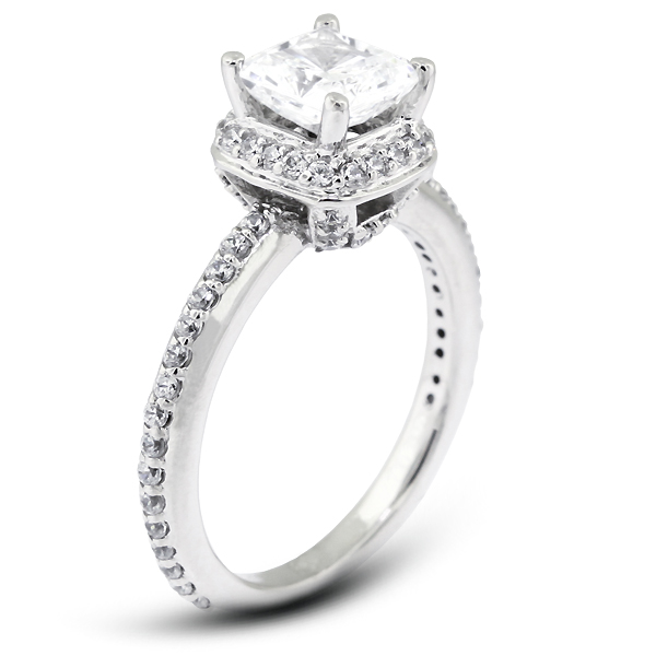 Diamond Traces 6.59ctw D-SI1 VG Square Radiant Natural Certified Diamonds 950 Plat. Halo Side Stone Engagement Ring 