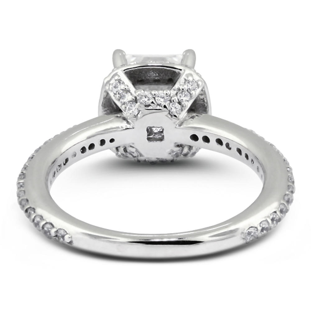 Diamond Traces 4.89ctw D-VS1 Ideal Square Radiant Natural Certified Diamonds 18k Gold Halo Accent Engagement Ring 