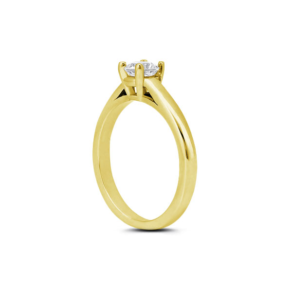 Diamond Traces 3.51ct E-SI1 Ideal Round Natural Certified Diamond 18k Gold Cathedral Basket Single-Stone Engagement Ring 