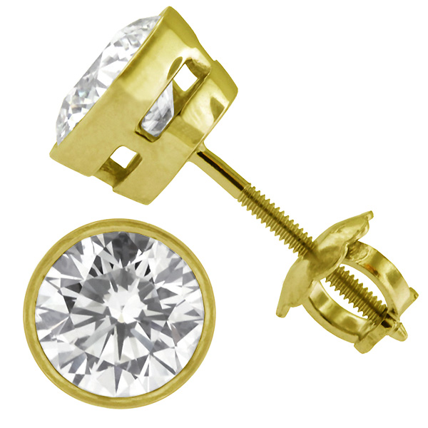 Diamond Traces 3.01ctw D-SI1 Ideal Round Genuine Certified Diamonds 14k Gold Classic Studs 