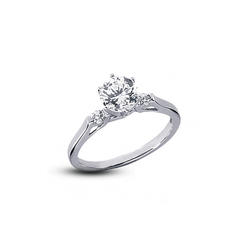Diamond Traces 6.15ctw E-SI1 Ideal Round Natural Certified Diamonds 14k Gold Classic Tension Three Stone Engagement Ring 