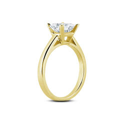 Diamond Traces 3.78ct H-VS2 VG Princess Genuine Certified Diamond 14k Gold Cathedral Basket Single-Stone Engagement Ring 