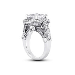 Diamond Traces 5.96ctw D-VS1 Ideal Square Radiant Natural Certified Diamonds 14k Gold Cathedral Vintage Side Stone Engagement Ring 
