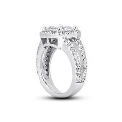 Diamond Traces 5.24ctw D-VS1 Ideal Square Radiant Natural Certified Diamonds 950 Plat. Halo Accent Engagement Ring 