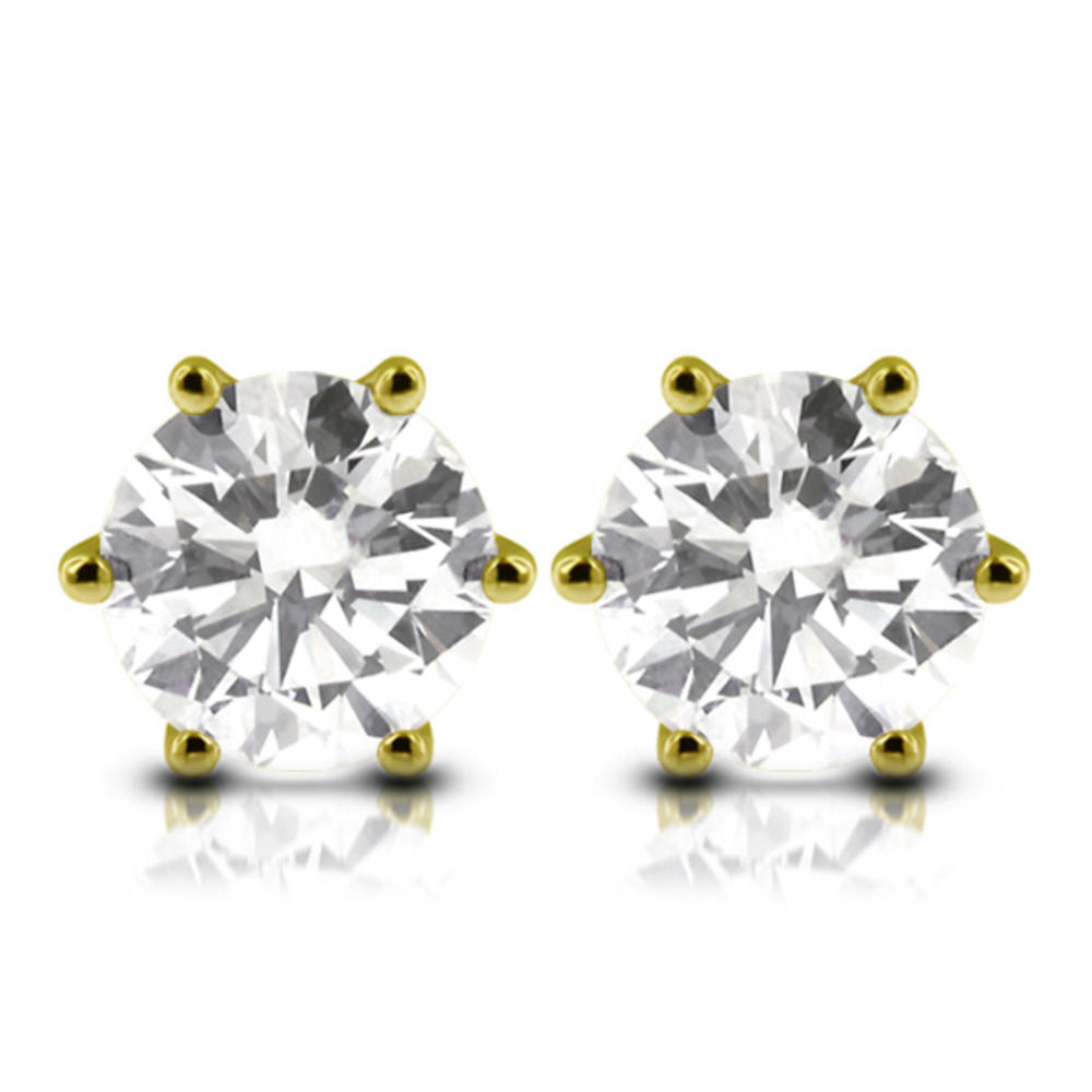 Diamond Traces 3.02ctw D-SI1 Ideal Round Natural Certified Diamonds 14k Gold Classic Earrings 