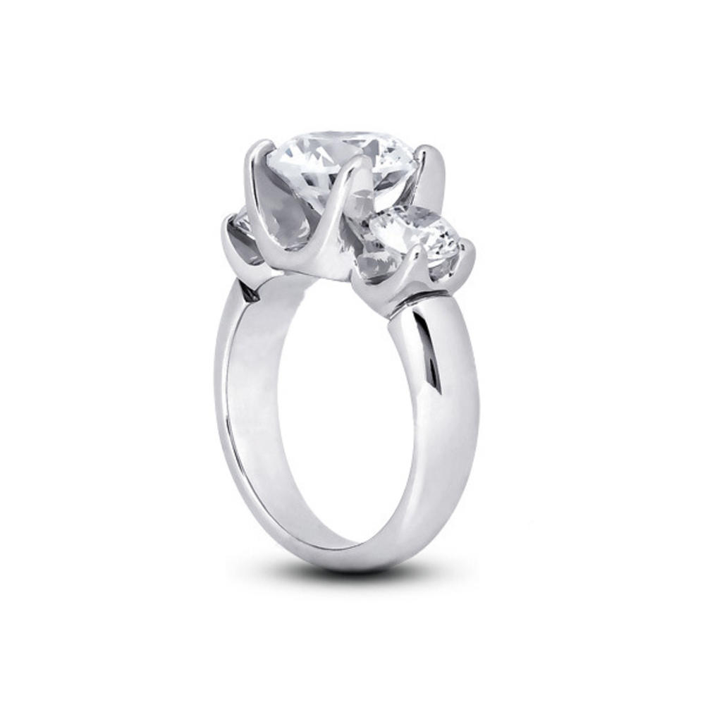 Diamond Traces 7.77ctw E-SI1 Ideal Round Genuine Certified Diamonds 950 Plat. Wide Band 3-Stone Anniversary Ring 
