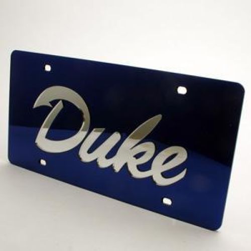STOCKDALE Duke Blue Devils Inlaid Acrylic License Plate - Blue Mirror Background