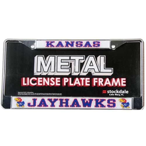 STOCKDALE Kansas Jayhawks Metal License Plate Frame W/domed Insert