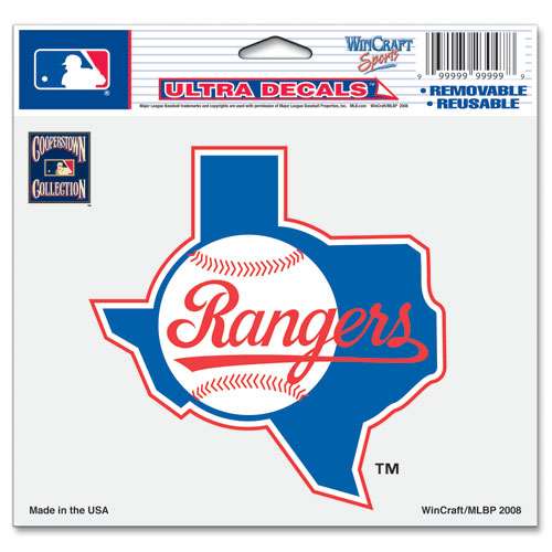 Wincraft Texas Rangers Ultra decals 5" x 6" - Cooperstown Logo