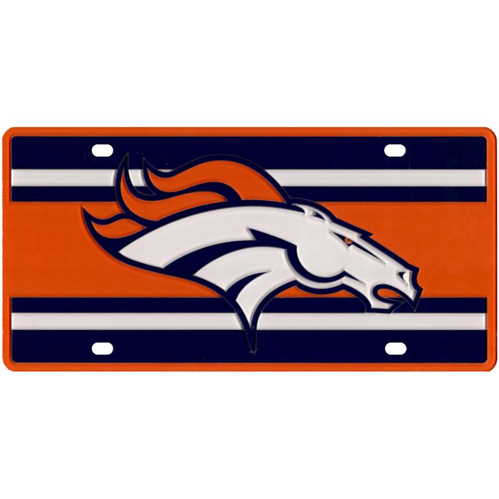 STOCKDALE Denver Broncos Full Color Super Stripe Inlay License Plate