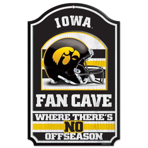 Wincraft Iowa Hawkeyes Sign 11x17 Wood Fan Cave Design