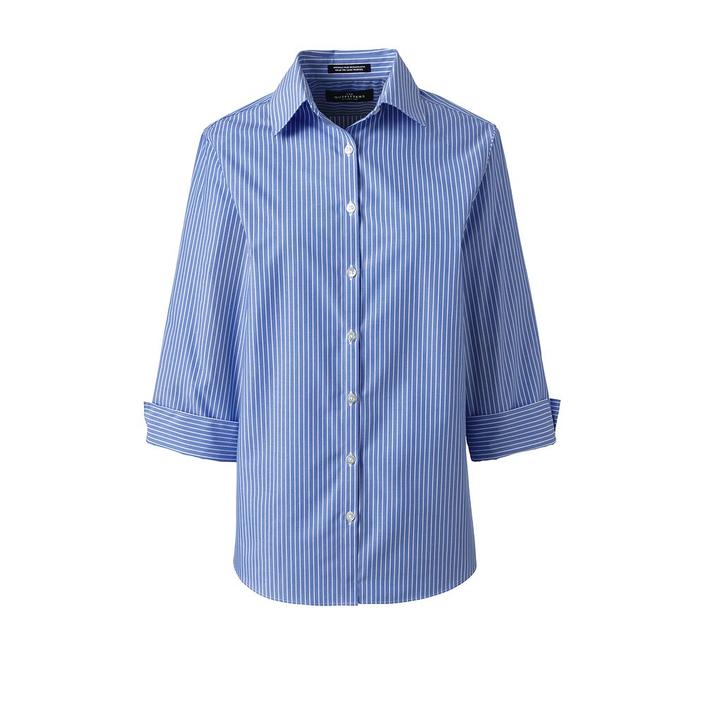 Lands' End Women's Regular 3/4 Sleeve Pattern Broadcloth Shirt