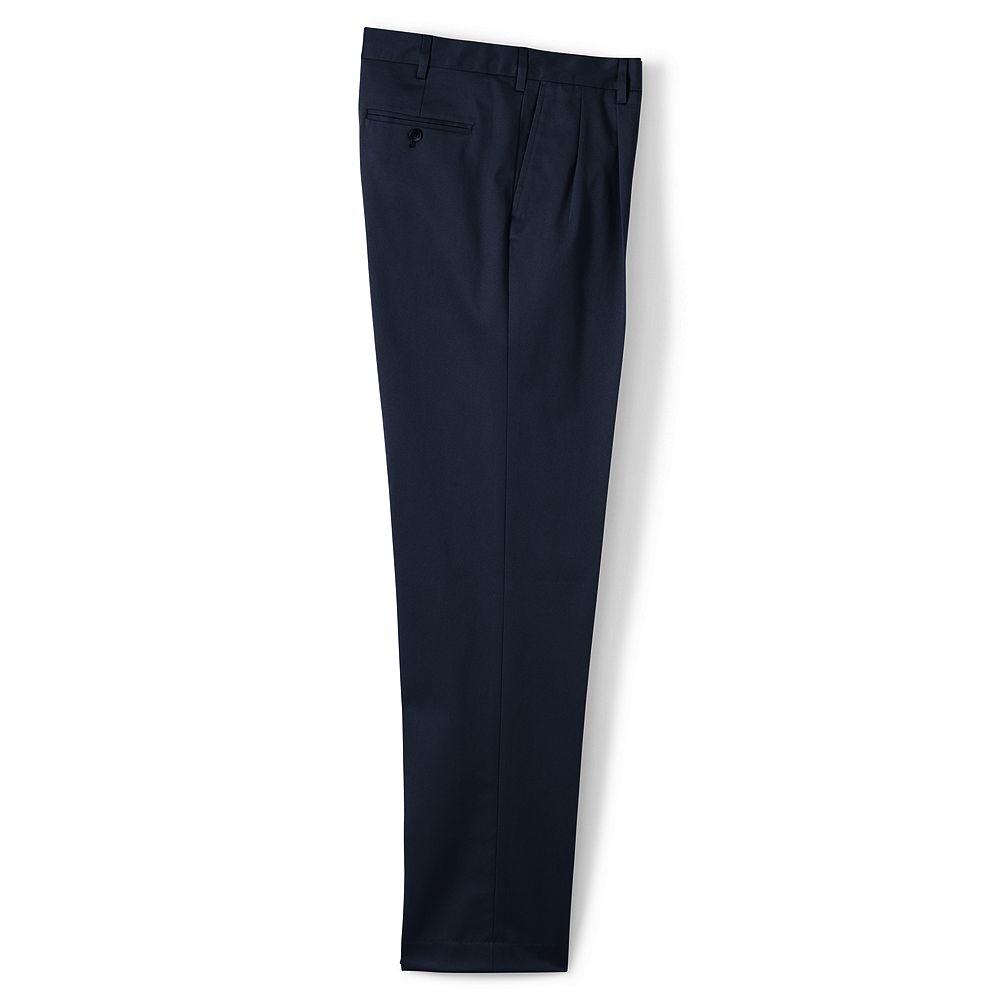 Lands' End Men's Long Pleat Front Traditional Fit No Iron Twill Dress Pants