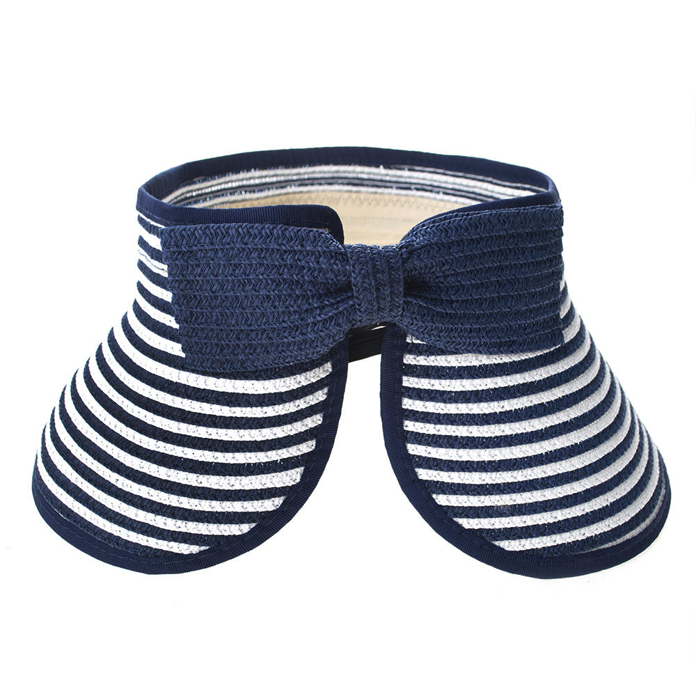 Opromo Children's Wide Brim Braided Stripe Roll-up Visor Straw Sun Hat